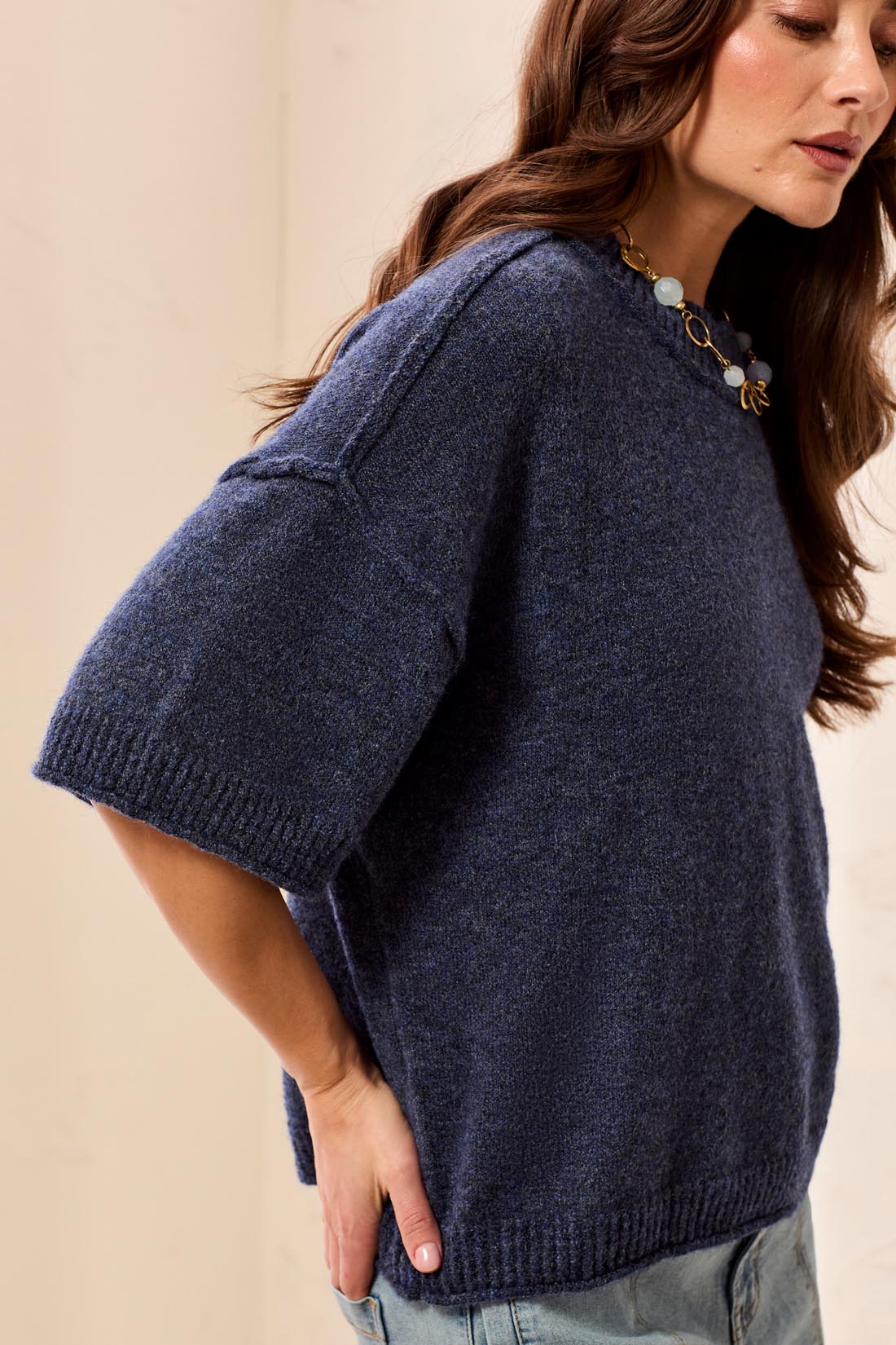 Lofty Elbow Sleeve Crew Neck Sweater
