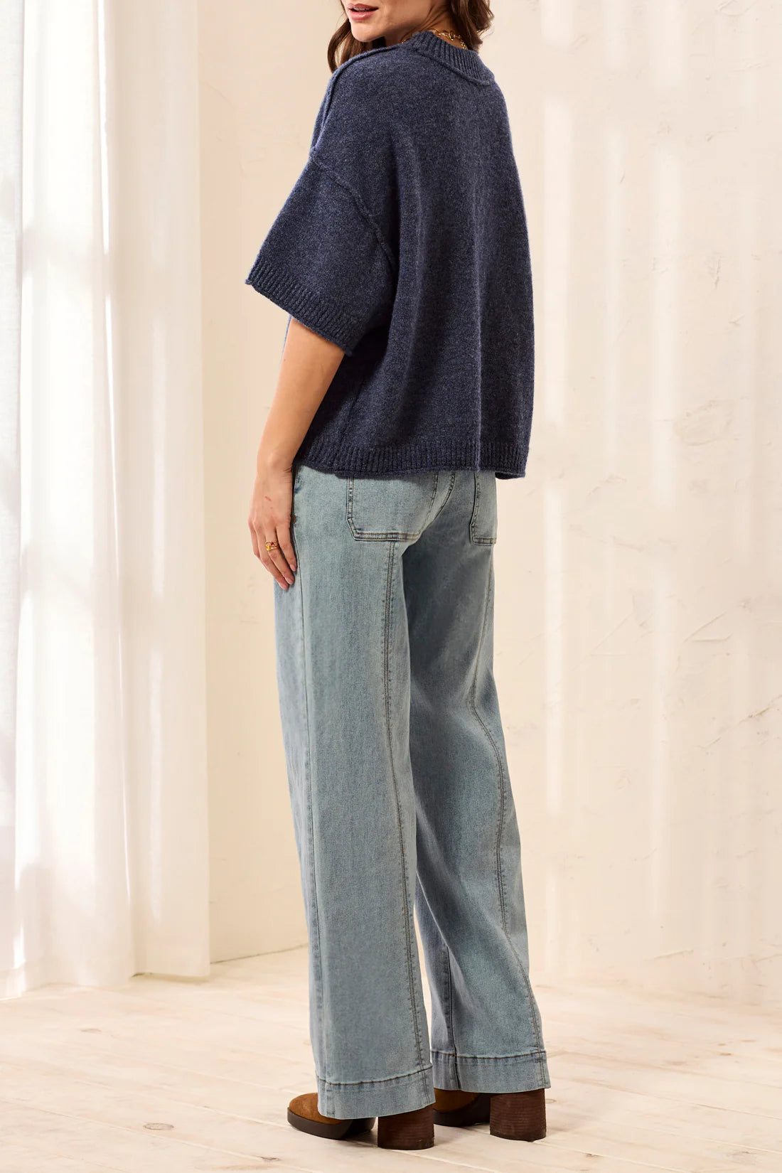 Lofty Elbow Sleeve Crew Neck Sweater