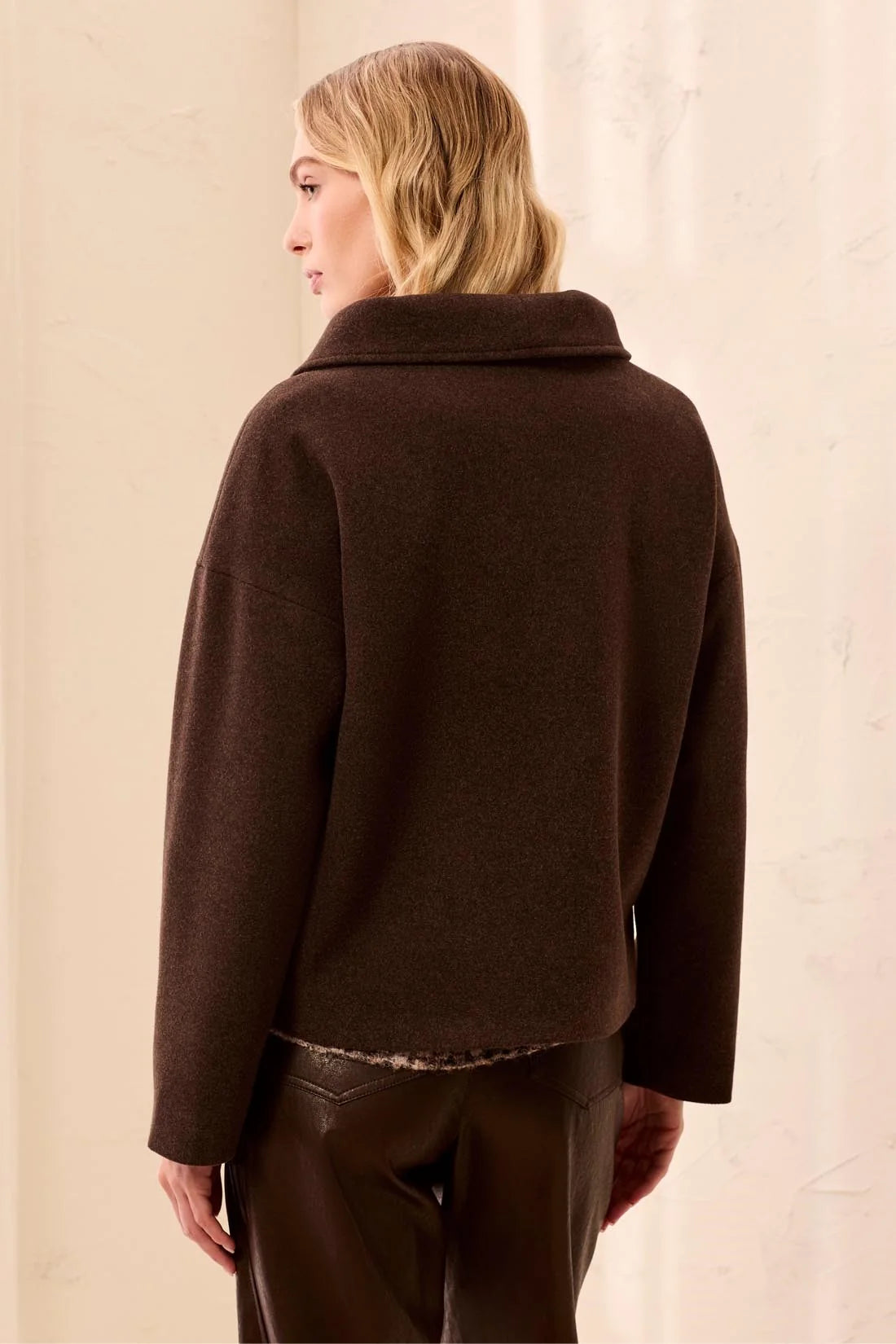 Lofty Chic Funnel Neck Jacket - Saddlebrown