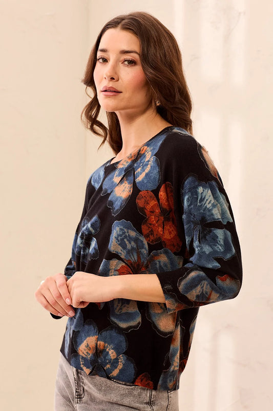 Dark Floral Crewneck Sweater