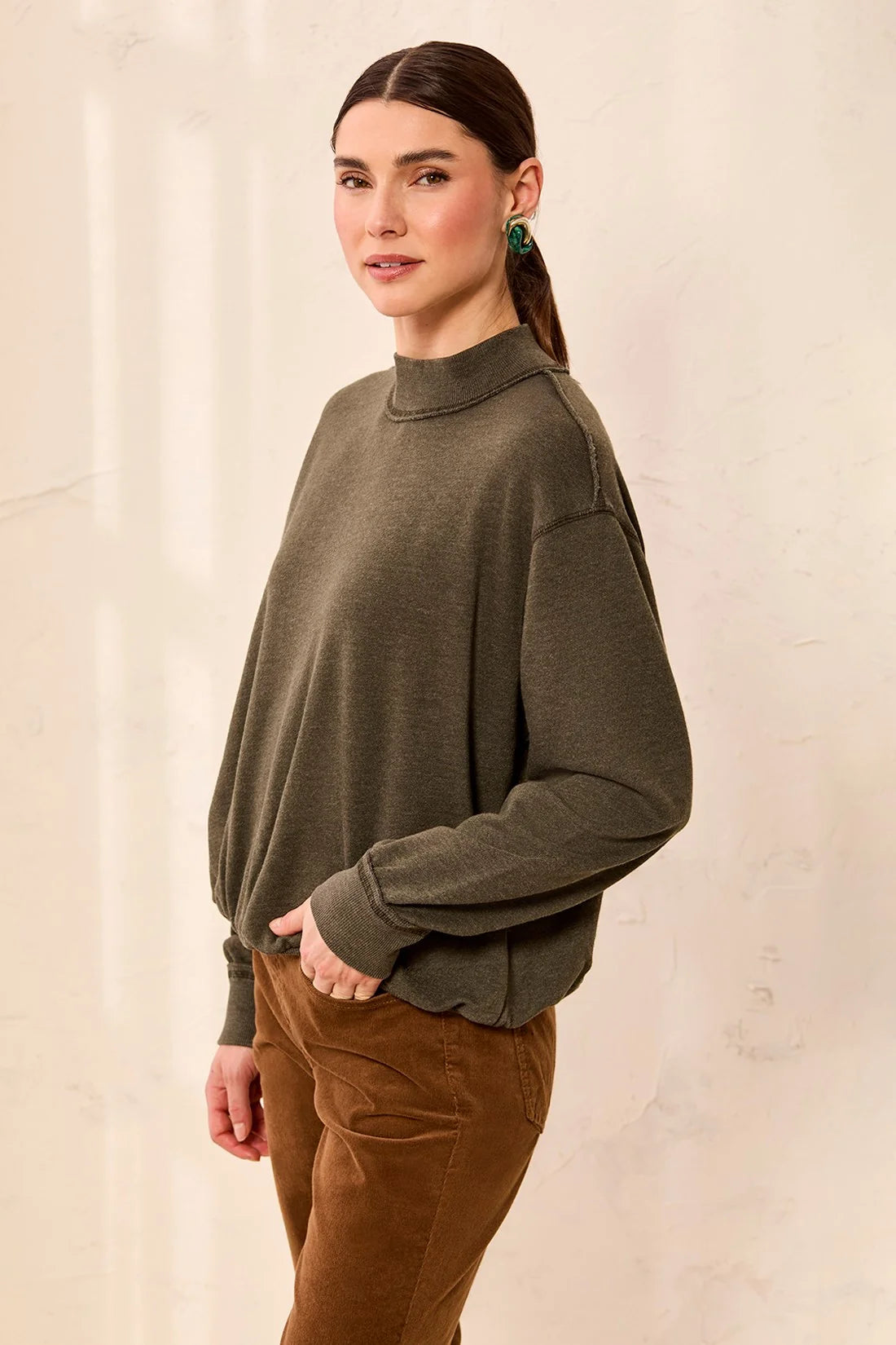 Bubble Sweatshirt With ribbed Collar