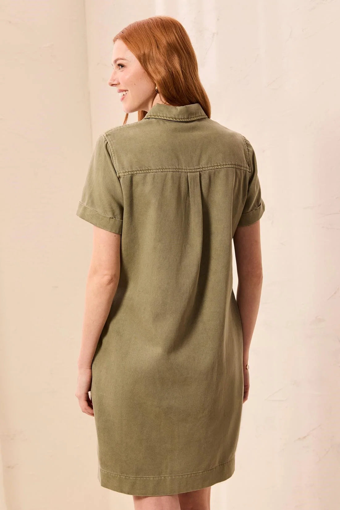 Pop Over Olive Denim Dress