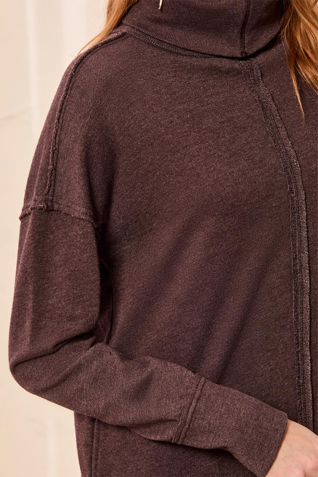French Terry Turtleneck Knit Sweater Dress