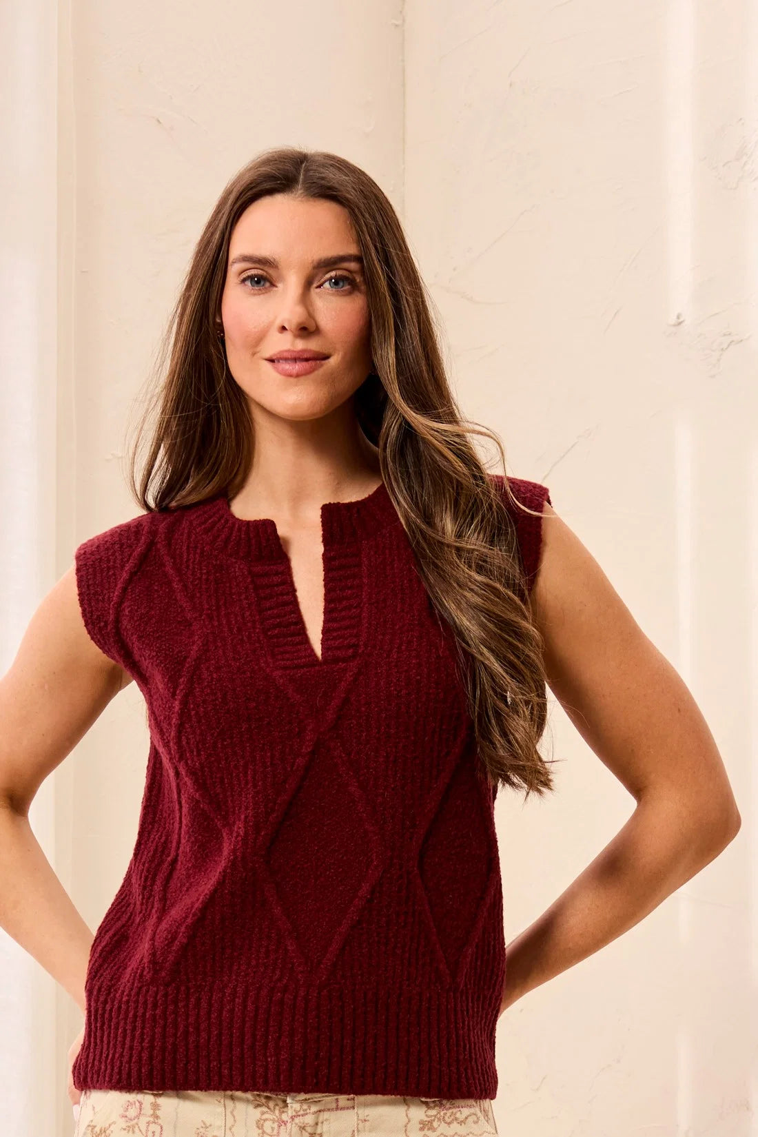 Split Crewneck Sweater Vest