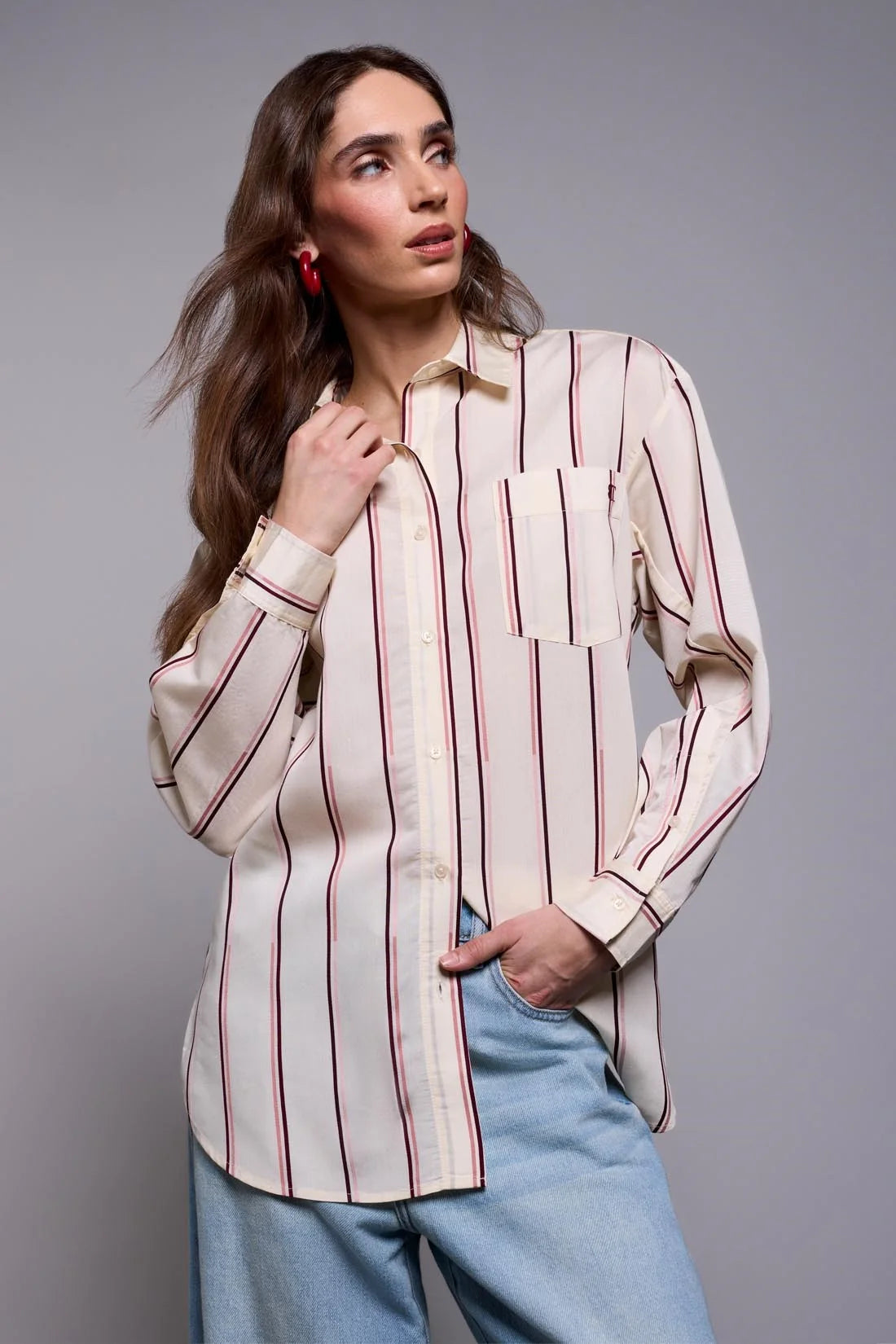Antique Striped Oversized Button Down