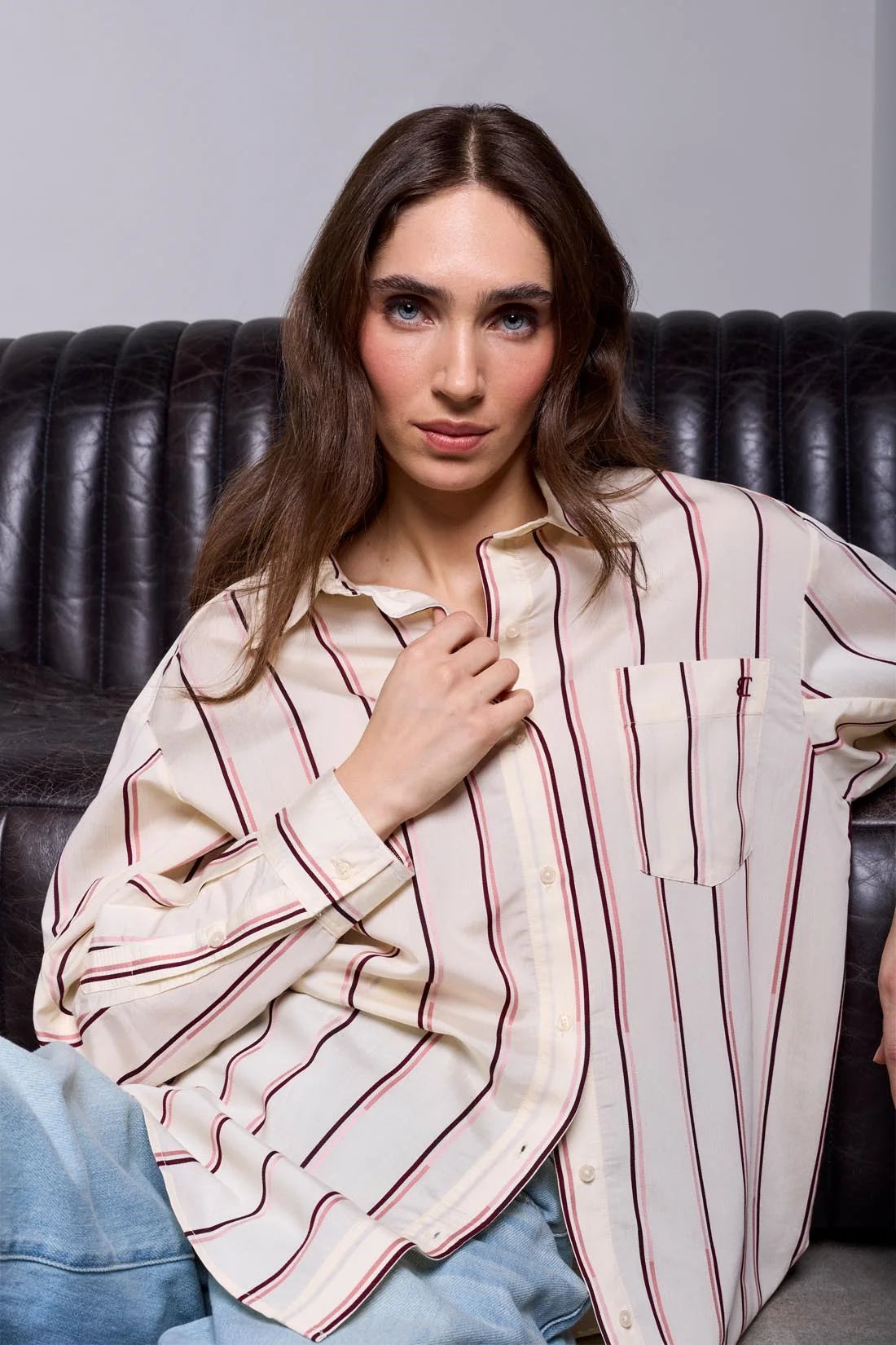 Antique Striped Oversized Button Down
