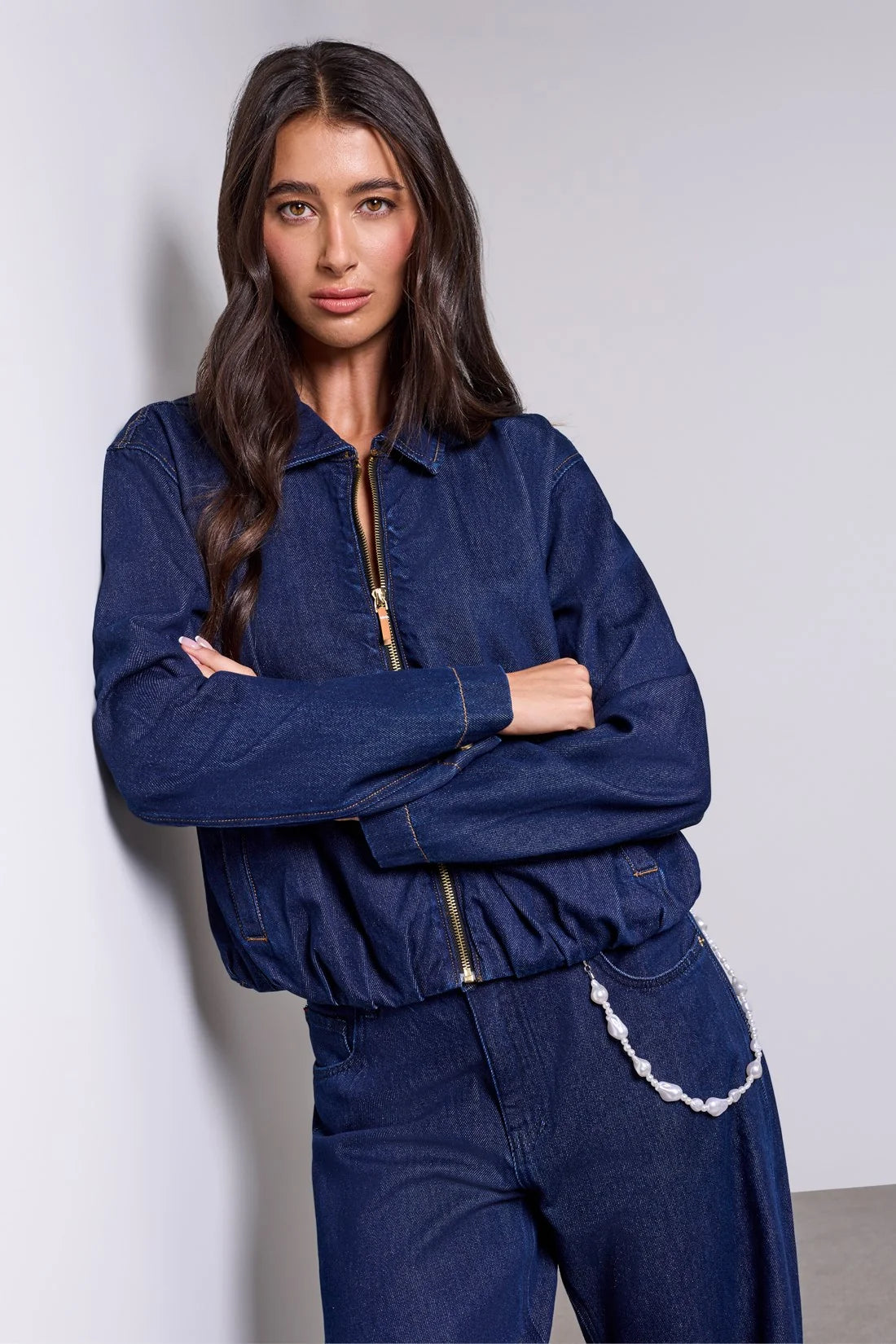 Denim Zip Up Bubble Jacket
