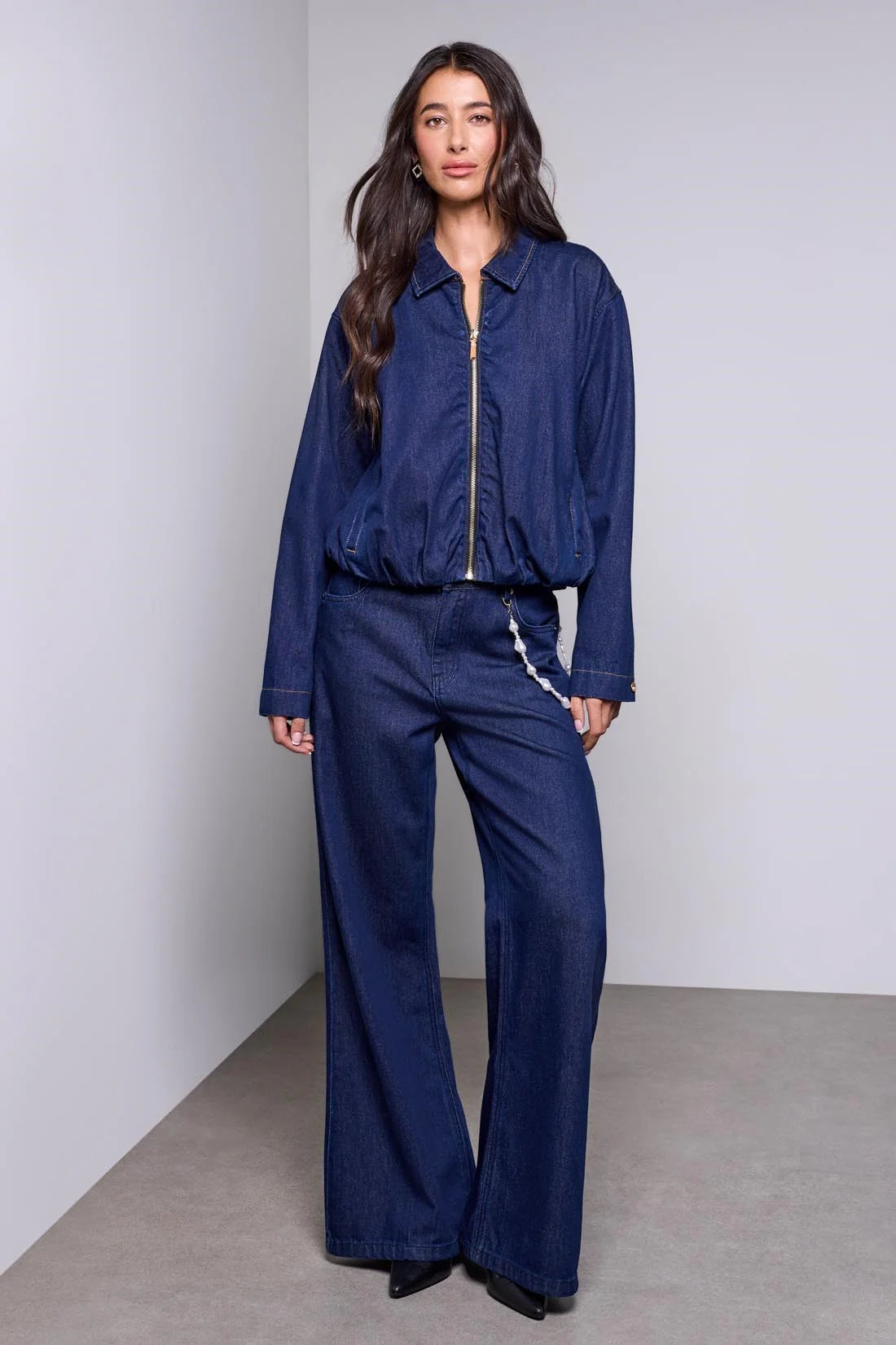Denim Zip Up Bubble Jacket