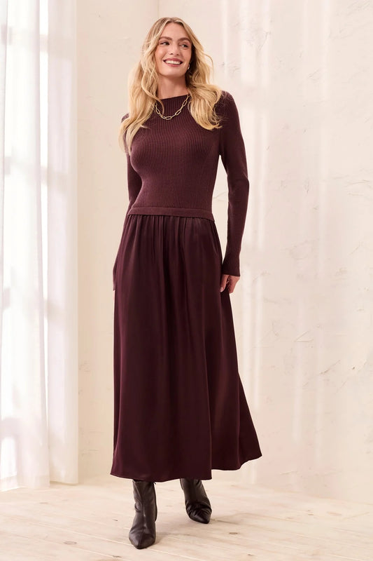 Fudge Satin Sweater Maxi Dress