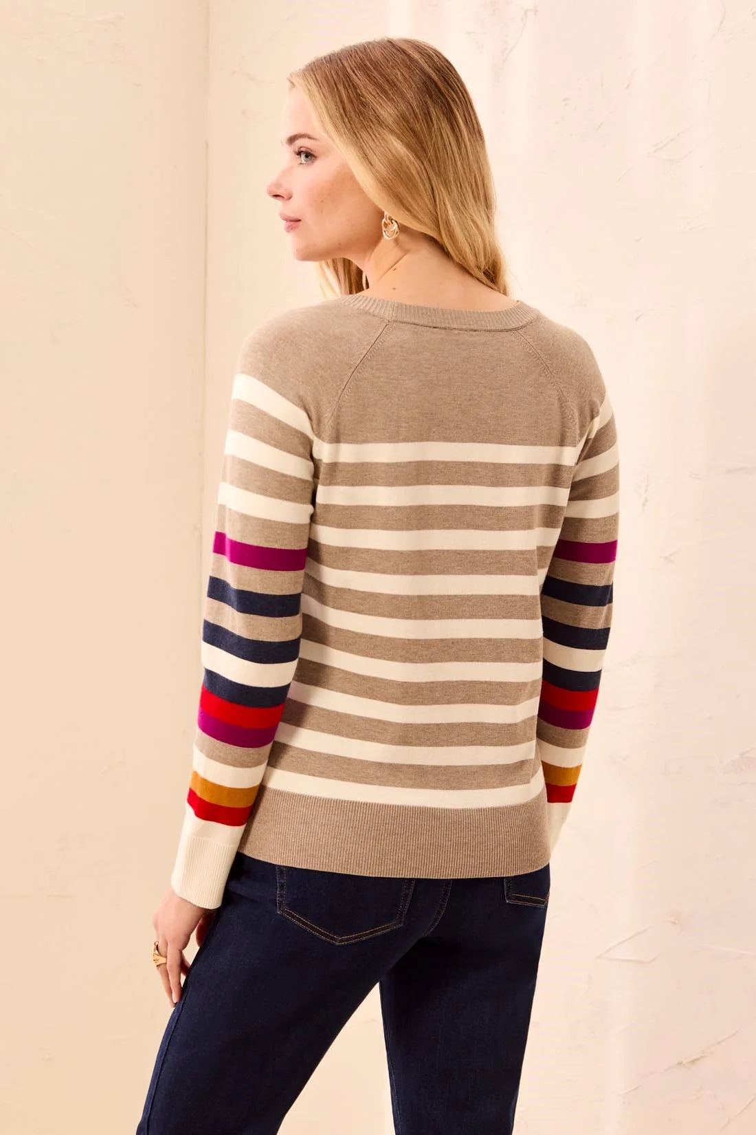 Viscose Long Sleeve Striped Sweater
