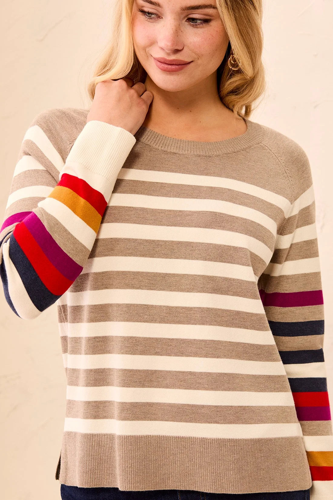 Viscose Long Sleeve Striped Sweater