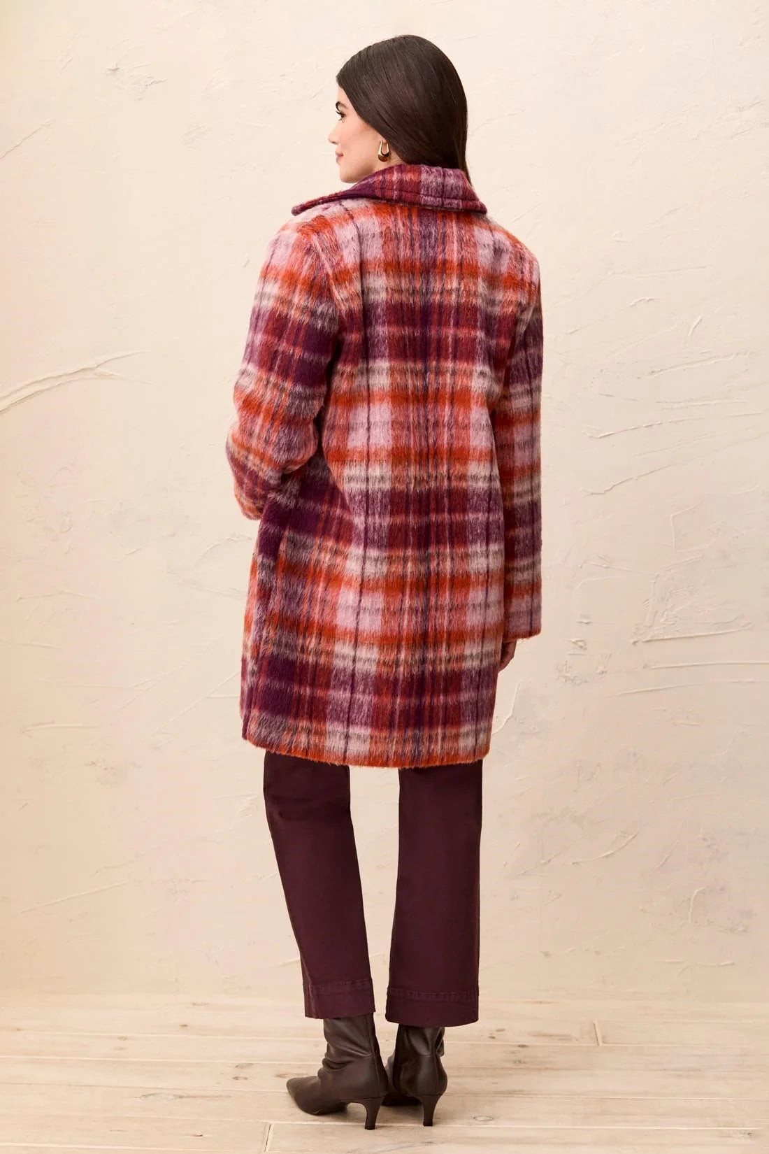 Autumn Fuzzy Plaid Coat