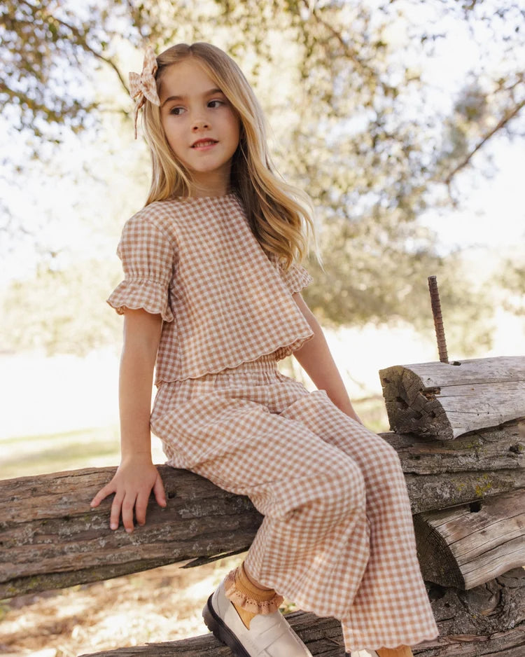 Fawn Gingham Wide Leg Pant