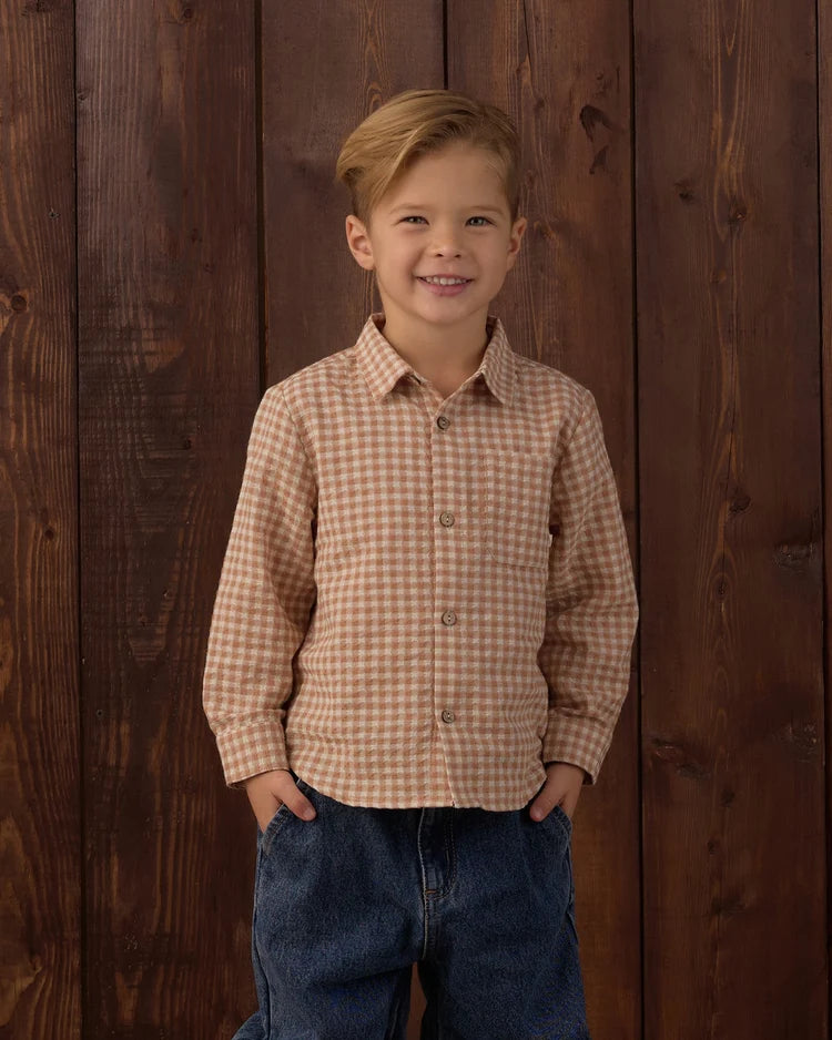 Fawn Gingham Collared Long Sleeve
