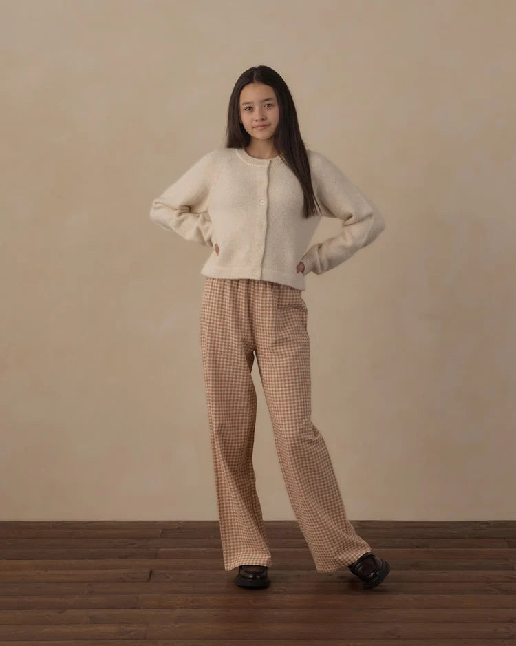 Teen Wide Leg Fawn Gingham Pant