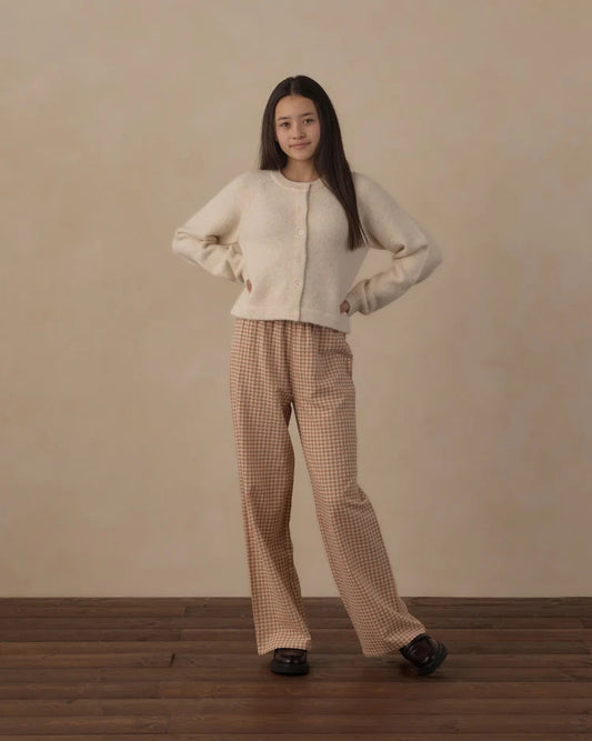Teen Wide Leg Fawn Gingham Pant