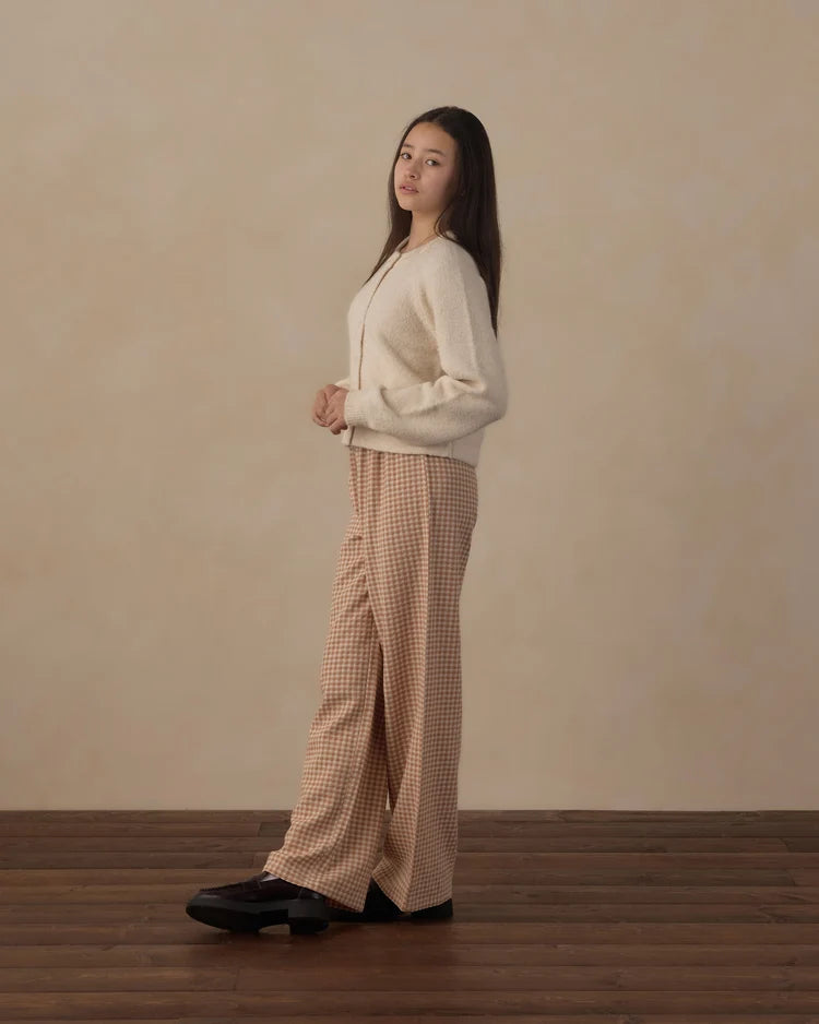 Teen Wide Leg Fawn Gingham Pant