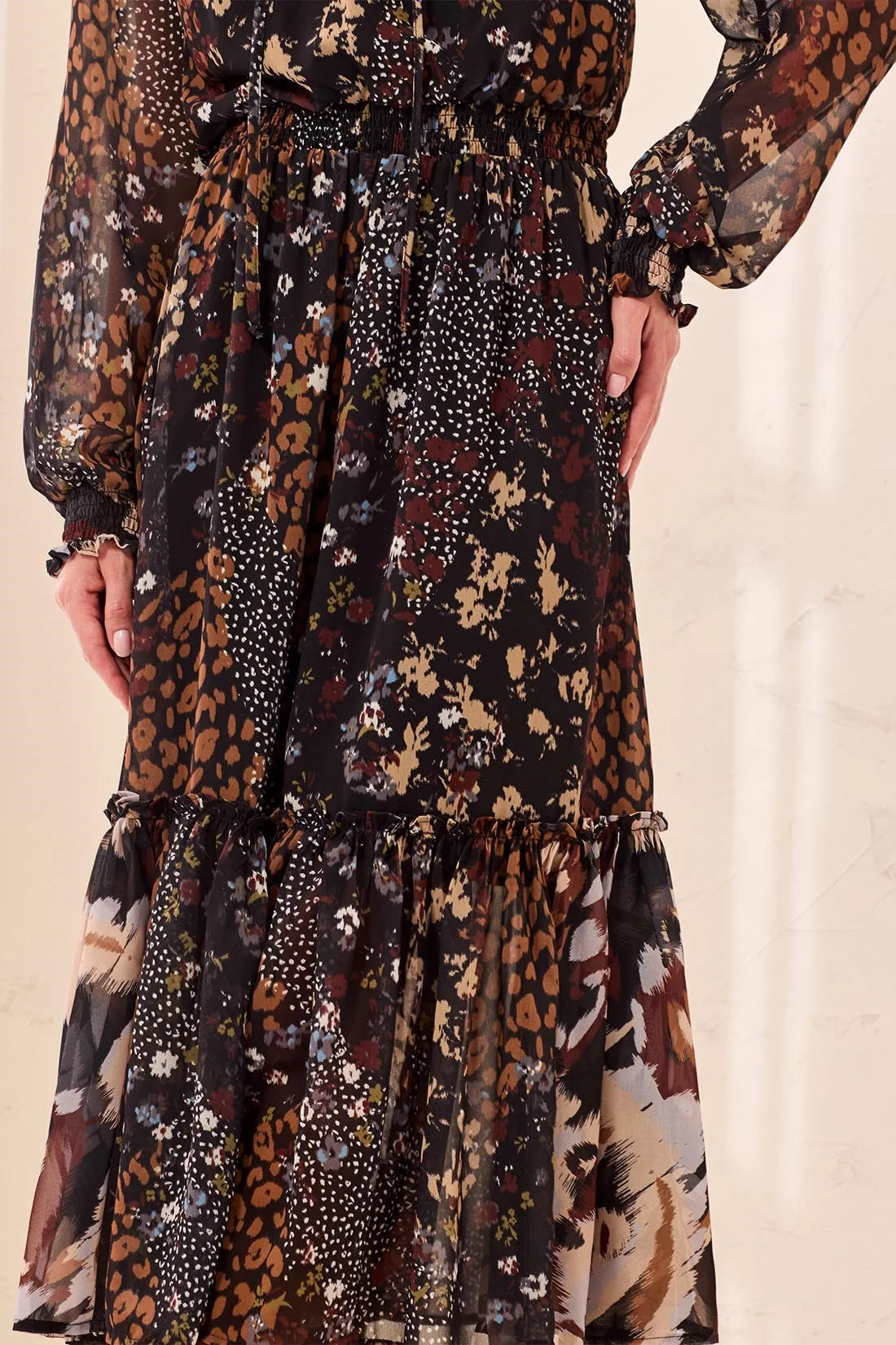 Mixed Print Drama Dress