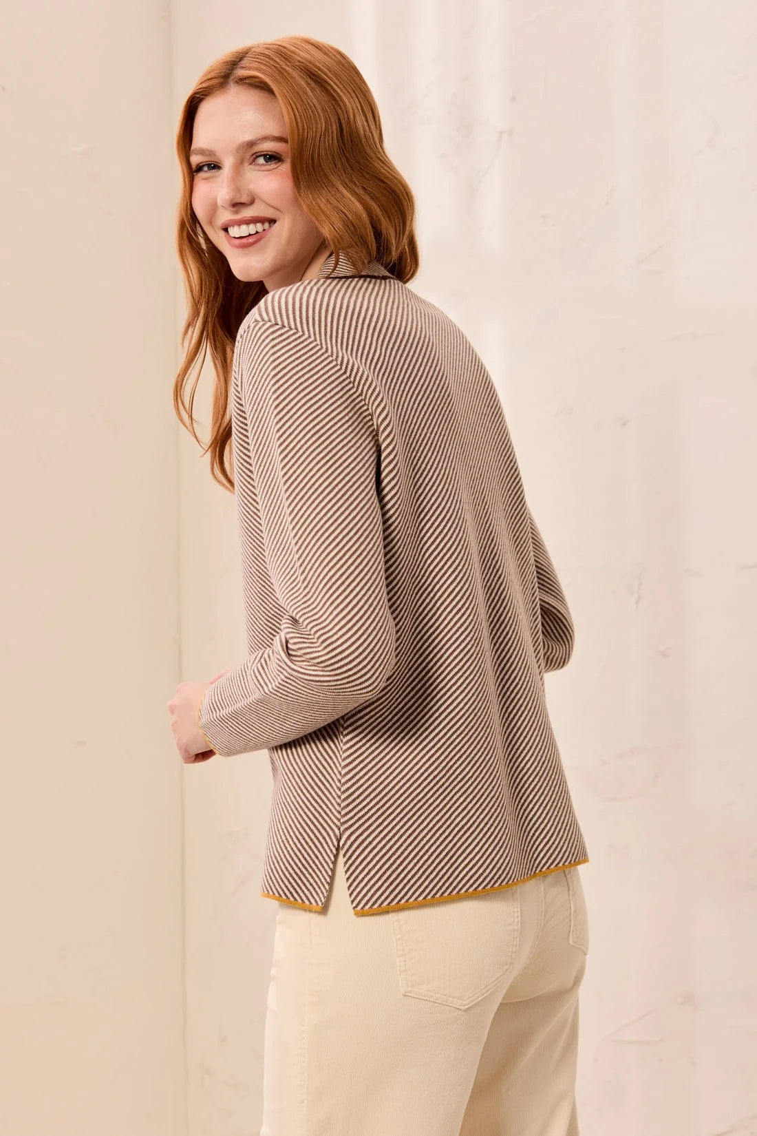 Striped Split Neck Sweater