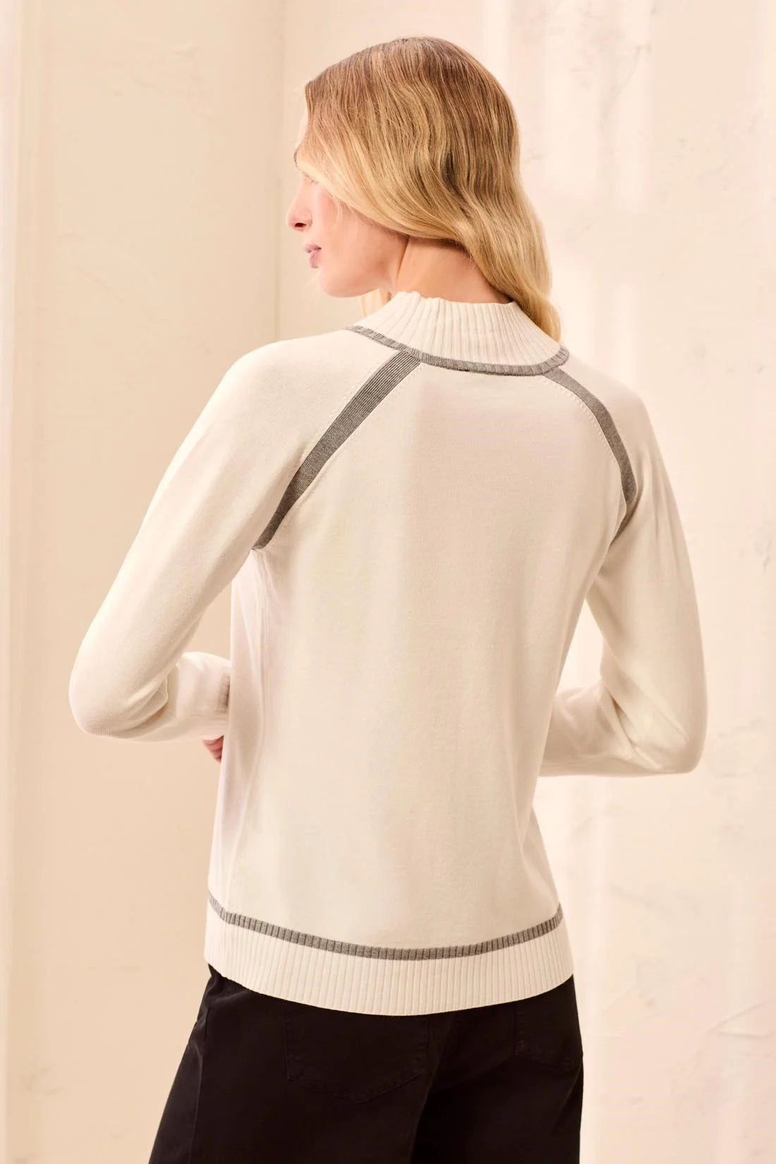 Cream White Mock Neck Sweater