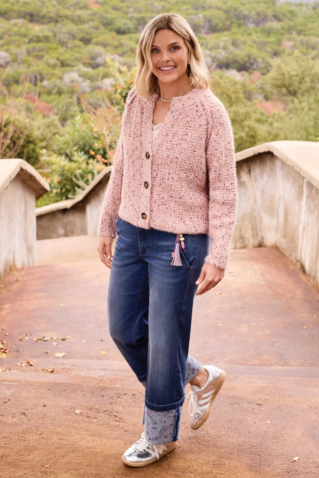 Tweed Like Sequinned Cardigan