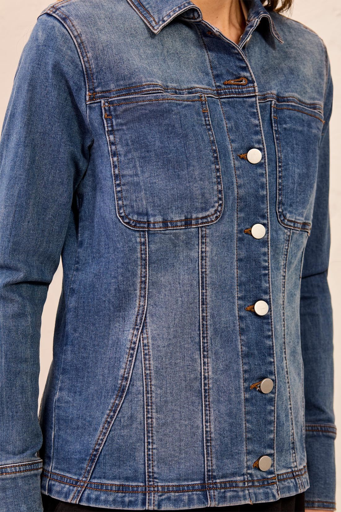 Fitted Denim Jacket With Inserts