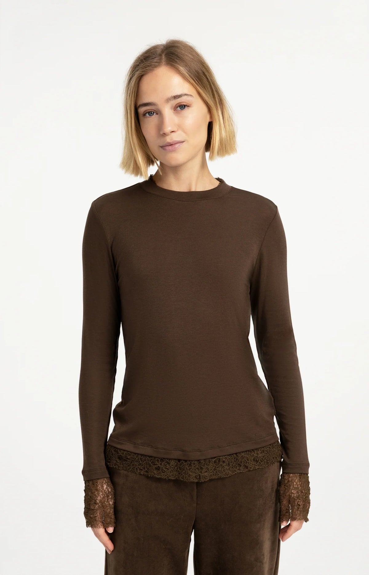 Longsleeve Top With Lace Edges