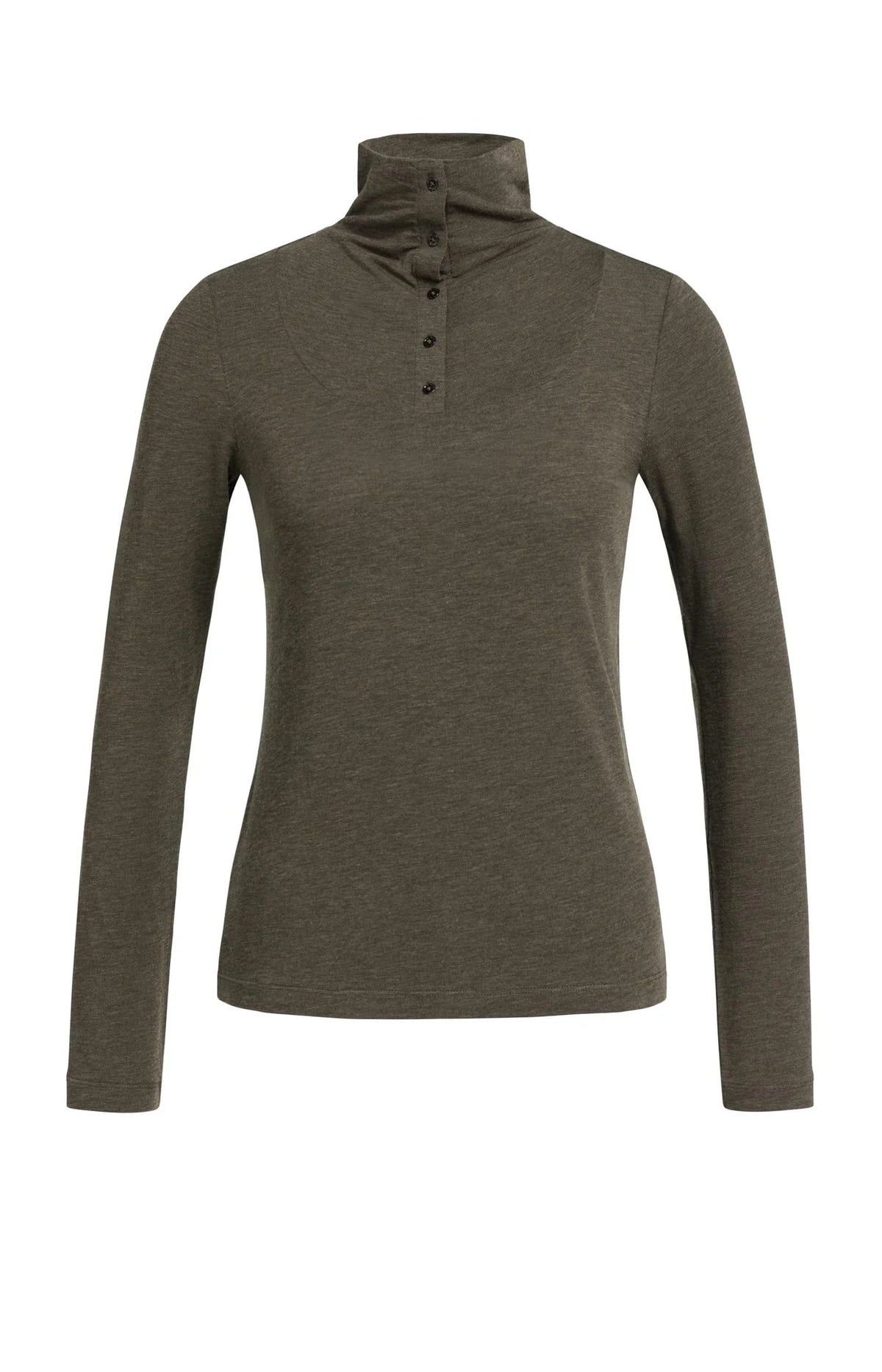 Fitted Button Jersey Longsleeve Top