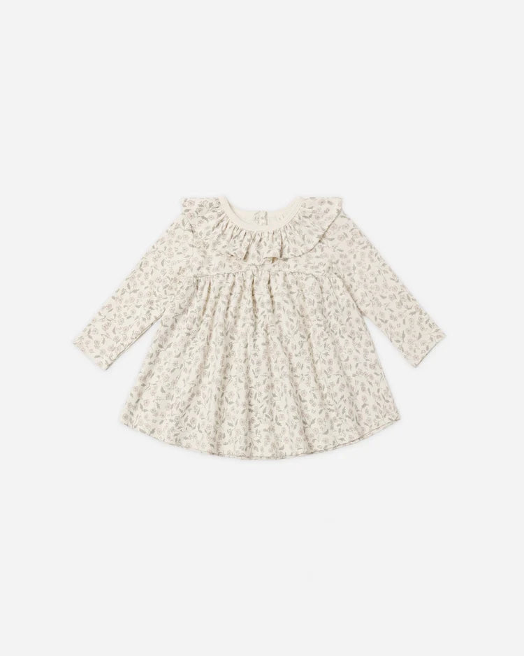 Girls Floral Ruffle Collar Dress