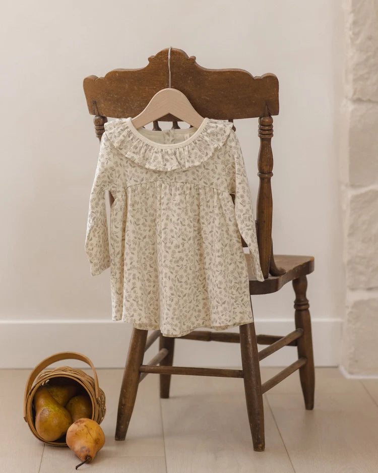 Girls Floral Ruffle Collar Dress