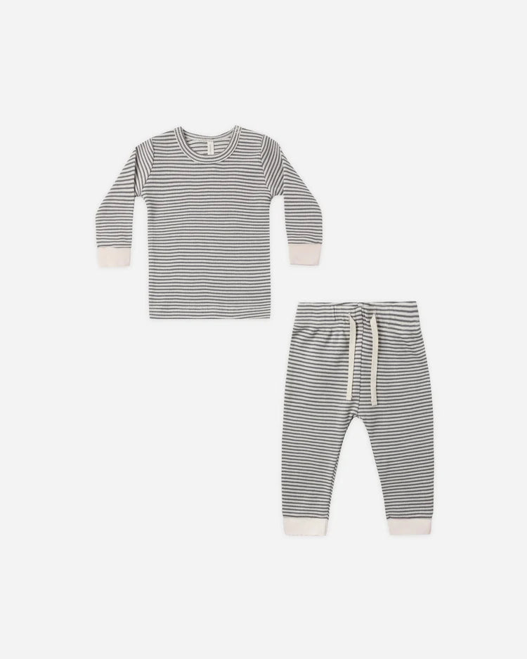 Boys Striped Waffle Knit Top + Pants Set