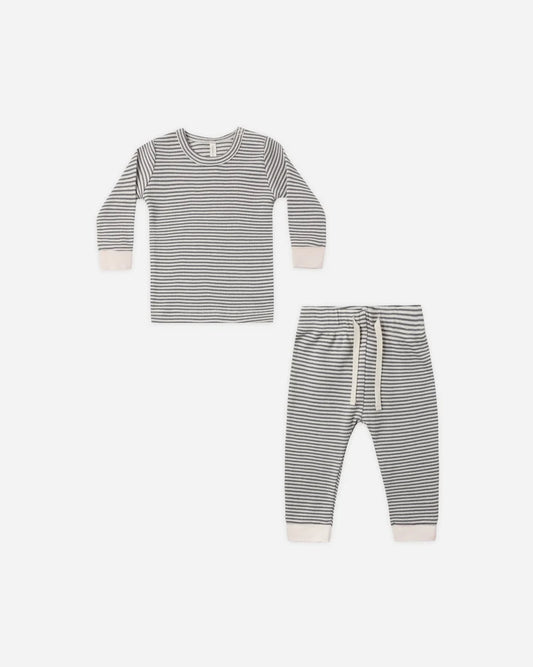 Boys Striped Waffle Knit Top + Pants Set