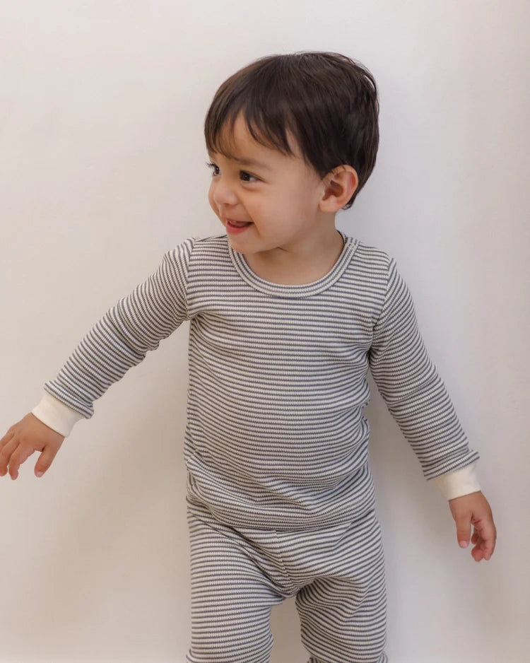 Boys Striped Waffle Knit Top + Pants Set