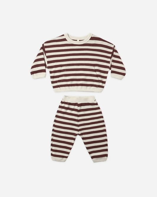 Red Cherry Stripe Waffle Knit Set