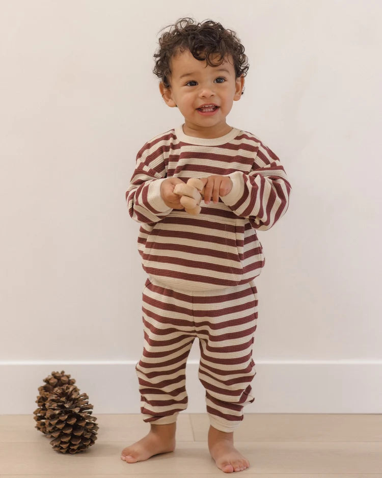 Red Cherry Stripe Waffle Knit Set