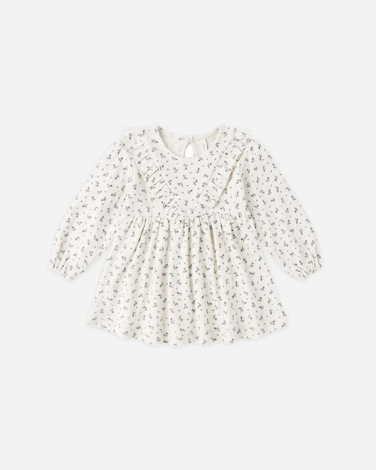 Girls Blue Ditsy Longsleeve Dress