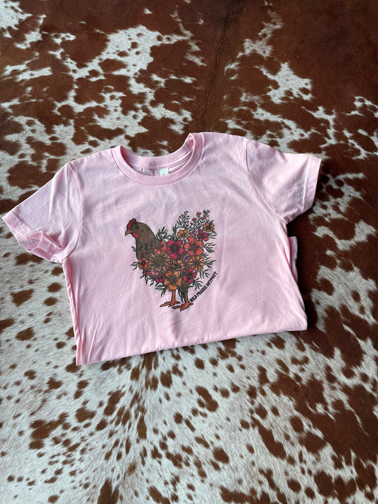 Western Floral Chickens Kids tee