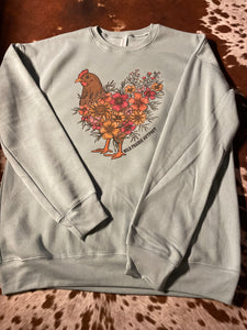 Western Floral Chickens Crewneck