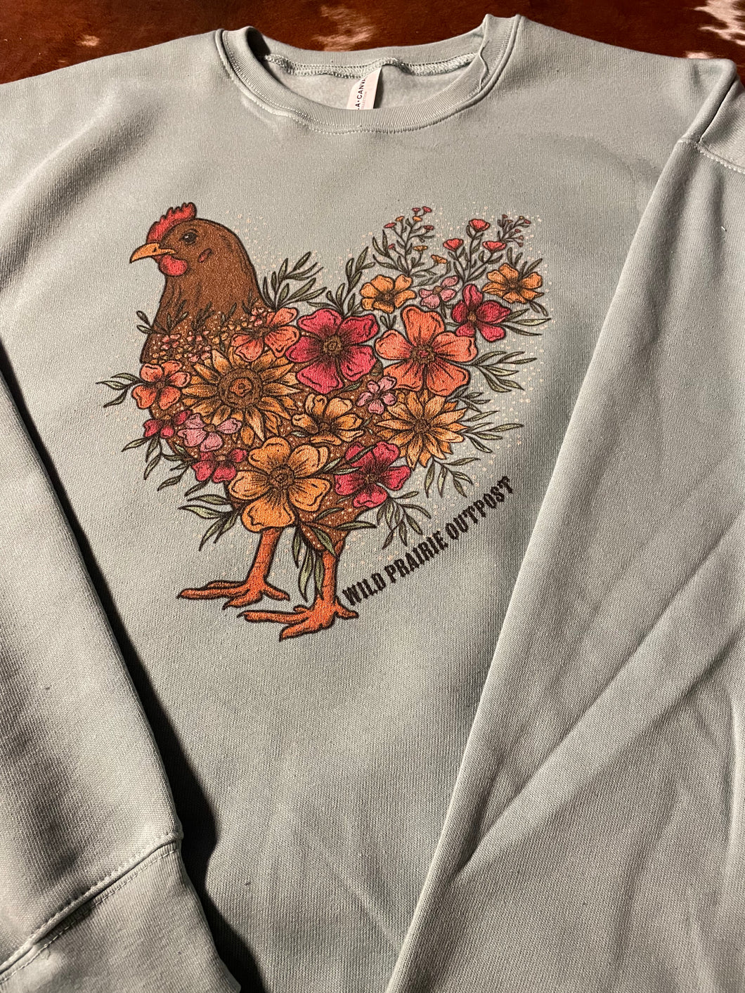 Western Floral Chickens Crewneck