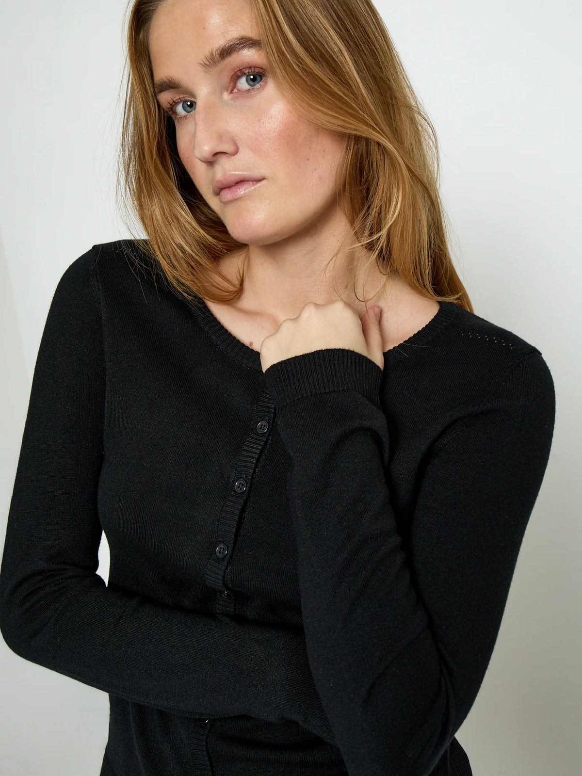Classic Black Button Cardigan