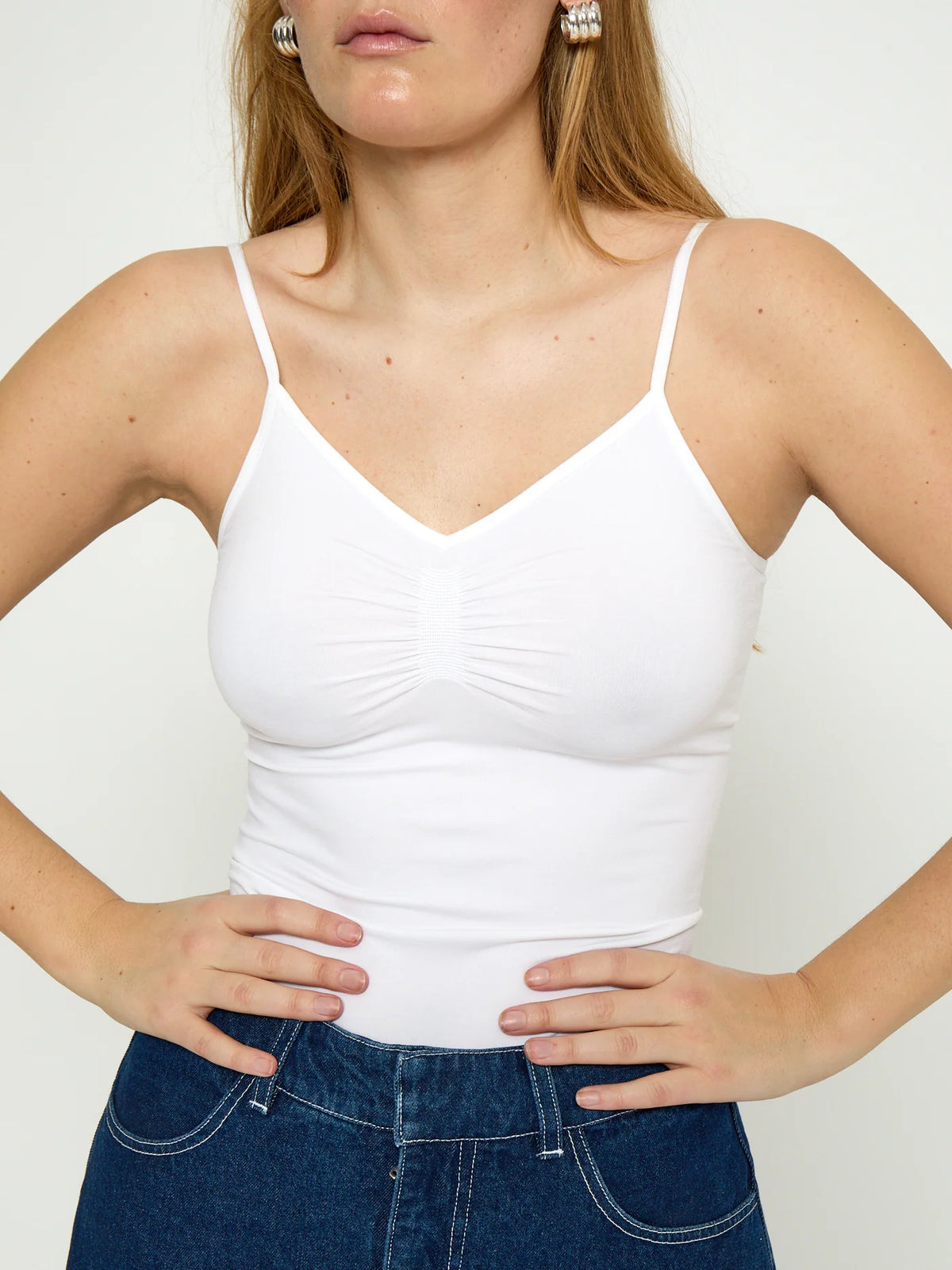 Ruched White Cami