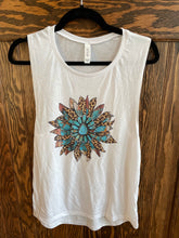 Load image into Gallery viewer, Turquoise Sunflower Graphic Tank Top