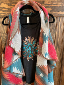 Turquoise Sunflower Graphic Tank Top