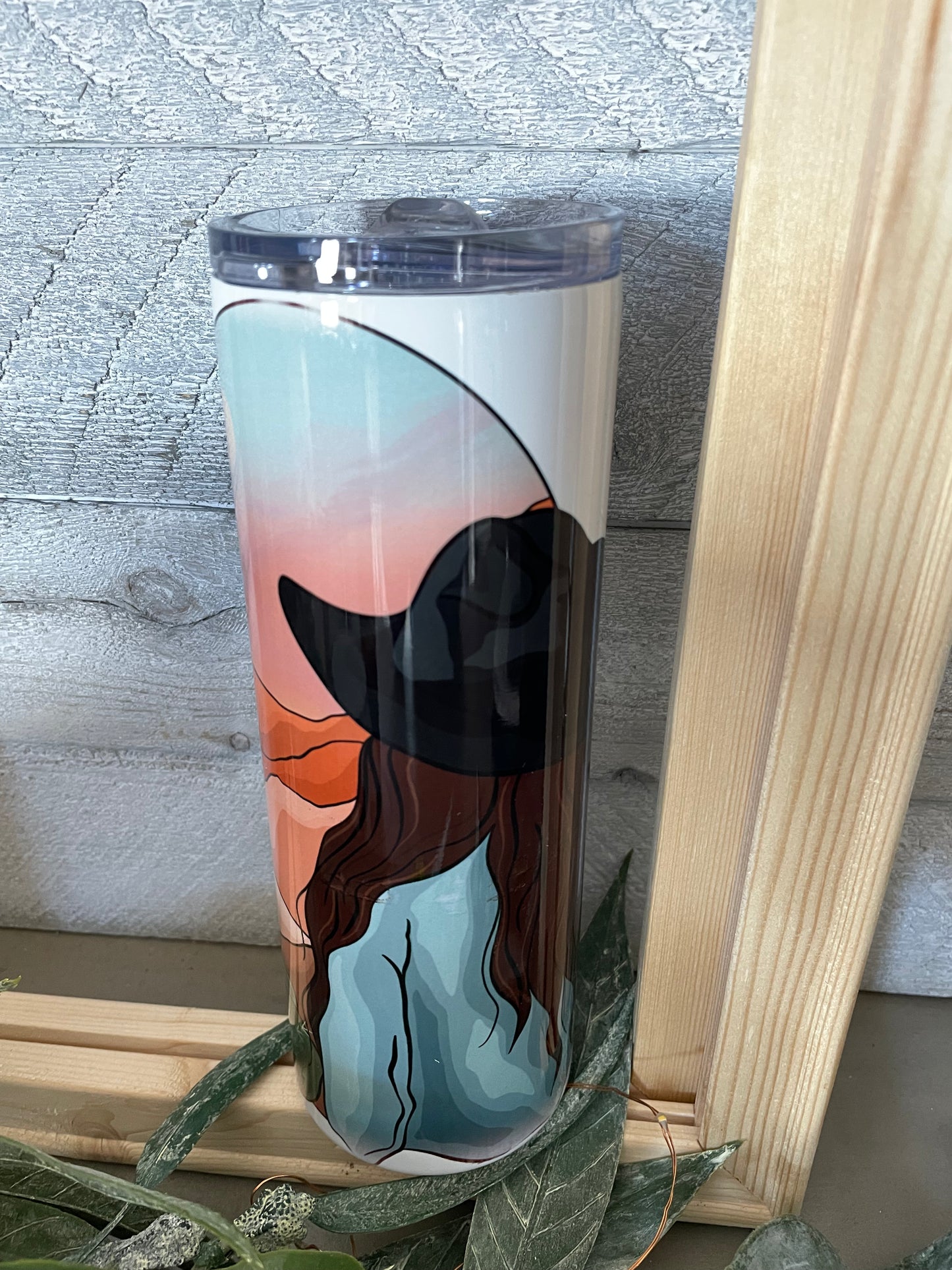 Watercolor Sunset Girl 20 oz Tumbler