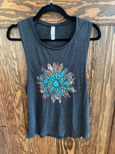 Load image into Gallery viewer, Turquoise Sunflower Graphic Tank Top