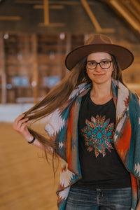 Turquoise Sunflower Graphic Tank Top